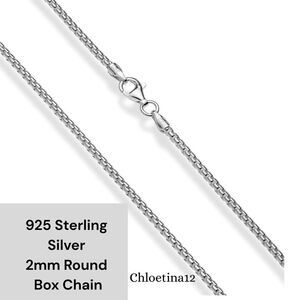 New Solid 925 Sterling Silver 2MM Round Box Chain Necklace 20” Chain